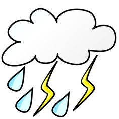 a cartoon rain cloud with lightning coming out of it's center, on a white background