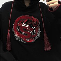 Chinese Style Dragon Embroidery Loose Winter Hoodie BE016Material: COTTONMaterial: PolyesterSleeve Length(cm): FullSpecial Use: Traditional Clothingpopular elements: embroideredSleeve length: long sleeveFabric material: CottonSeason: Autumn, WinterM, Bust: 136cm, Length: 66cmL, Bust: 138cm, Length: 67cm Chinese Dragon Embroidery, 90s Retro Fashion, Dragon Embroidery, Egirl Clothes, Y2k Outfit Ideas, Winter Hoodie, Cat Bow, Winter Hoodies, 90s Retro