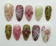 etoile.press on insta <3 Orchid Nails, Medium Almond, Nail Sets, Almond Shape, Kawaii Nails, The Medium