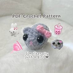 ❣️This is a DIGITAL PDF crochet pattern. It is NOT a physical plushie! This pdf file is non-refundable❣️   This is a quick and fun crochet pattern with step by step instructions to make the cute viral sad hamster meme. This 9 page PDF (excluding cover page) is a contains clear instructions and picture references on how to make the hamster and a small pink bow. The hamster itself is completely no sew and the bow requires minimal sewing to join the end. This pattern works up quite quickly which ma Hamster Crochet Pattern Free, Crochet Hamster Pattern Free, Free Small Crochet Patterns, Useful Crochet Projects Free, No Sew Crochet Pattern, Crochet Hello Kitty, Hamster Meme, No Sew Crochet, Free Amigurumi Crochet Patterns