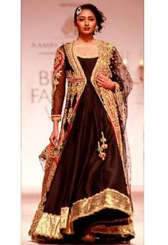 Black net jacket featuring gold zardozi and gota embroidery. Comes with a black raw silk anarkali and a matching net dupatta. - Aza Fashions Designer Long Sleeve Choli With Dabka Details, Designer Long Sleeve Dabka Choli, Designer Dabka Choli With Long Sleeves, Designer Wear Front Open Salwar Kameez With Zari Work, Designer Anarkali Traditional Wear Front Open, Front Open Bollywood Anarkali Set, Front Open Anarkali Set With Zari Work For Festivals, Front Open Anarkali Set With Dabka Work, Designer Front Open Choli With Dupatta