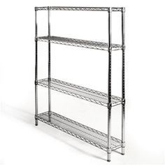 four tier shelving unit with wire shelves