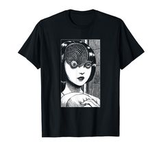 PRICES MAY VARY. Ripple Junction Officially Licensed Uzumaki merchandise Delve in to Junji Ito's classic manga in this specially designed gear Lightweight, Classic fit, Double-needle sleeve and bottom hem Junji Ito Shirt, Japanese Horror Manga, Trending Tv Shows, Horror Manga, Horror Gifts, Japanese Horror, Anime Japanese, Music Hoodies, Basketball Design