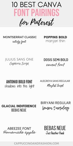 the 10 best font pairings for photoshopped in adobe, wordpress and other graphic