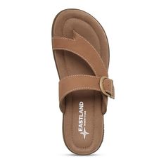 Eastland Tahiti II Women's Leather Thong Sandals Adjustable Leather Slippers, Casual T-strap Sandals With Heel And Toe Loop, Casual T-strap Sandals With Toe Loop And Heel Loop, Casual Toe Ring Sandals With Leather Footbed, Leather Toe Post Footbed Sandals, Casual T-strap Sandals With Leather Footbed And Toe Loop, Casual T-strap Sandals With Leather Footbed, Casual Leather T-strap Toe Ring Sandals, Casual Toe Post Flip Flops With Heel Loop