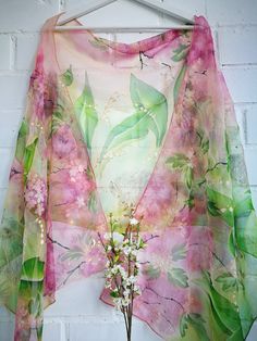 May Silk Chiffon Scarf Lily of the Valley and Hawthorn green Pink Mauve Shawl hedgehogs Scarf spring Floral Hand Painted Silk Wrap - Etsy Pink Floral Print Shawl Scarf, Pink Hand Painted Silk Scarves, Pink Shawl Scarves For Spring, Pink Shawl Scarf For Spring, Pink Silk Shawl For Spring, Handmade Pink Shawl For Spring, Pink Silk Scarf For Spring Wedding, Spring Wedding Pink Silk Scarf, Artistic Pink Silk Scarf With Floral Print