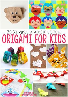 Origami for Kids - A bunch of easy origami for kids tutorials with step by step instructions. Fun Origami, Origami For Kids, Easy Origami For Kids, Tutorial Origami, Kids Origami, Cute Origami, Useful Origami, Easy Origami