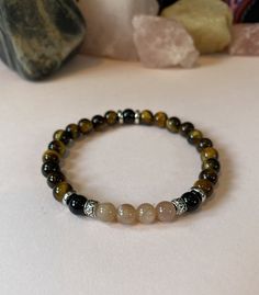 Moonstones. Tiger's Eye. Black Tourmaline Gemstone Bracelet for Her by HelloYouLovely Bracelet For Her, Craft Corner, Sacral Chakra, Tourmaline Gemstone, Tiger's Eye, Black Tourmaline, Crafts Ideas, Moon Stone, Eye Black