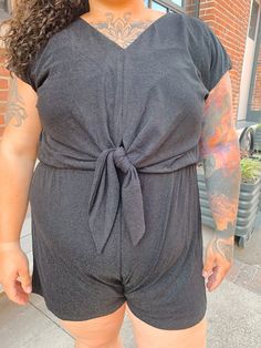 This romper brings all the sparkle to the party! It features sparkles on every inch of it, but in a very tasteful way and it is a staple black color. It features a cute tie design on front, a v-neck neckline key hole with a hook closure on back. This one is so flirty and flattering on! Fits True to Size: XL(14-16), 1XL(18-20) and 2XL(22-24) Material: 95% Nylon and 5% Spandex Fully Lined Curvy Rompers, Tie Design, Key Hole, Black Color, Rompers, Sparkle, Bring It On, Spandex, Key