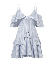 Frilled Dress, Striped Dresses, Rent Dresses, Blue Striped Dress, Dresses Blue, Rent The Runway, Dress The Population, Mini Dress Casual, Flutter Sleeve Dress