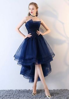 Navy Blue High Low Tulle Modest Short Prom Dress,Sexy Cocktail Homecoming Dress,Charming Party Dress,896 sold by muttie dresses on Storenvy Gaun Tulle, Modest Shorts, 파티 드레스, Cocktail Sauce, Blue Evening Dresses, Evening Dresses Short, فستان سهرة, Short Prom Dress, Short Prom