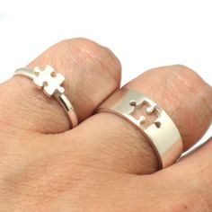 "Introducing Puzzle Promise Ring. It will make a great statement for you and your boyfriend or husband. Having this rings just fun and enjoyable between couple. You may get the rings in a set of two or as in one ring. You can also write your ring sizes on both ring in the order detail section upon purchase. Base Material: 925 Sterling Silver Men Ring Depth: 8mm (Approximately) Women Ring Depth: 6mm (Approximately) Metal Stamped: 925 Themes: Puzzle Style: Wedding Band, Stackable ring. Thickness: Ring For Couple, Simple Stacking Rings, Matching Promise Rings, Engagement Ring Holders, Ring Holder Necklace, Promise Rings For Couples, Couple Set, Matching Ring, Etsy Wedding Rings