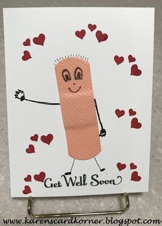 a greeting card with a cartoon character holding a candy bar on it's back