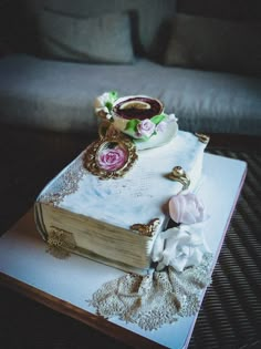 an open book sitting on top of a table