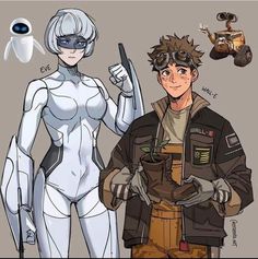 Wall E As Human, Eve And Wall E Human, Wall E And Eve As Humans, Eve Character Design, Human Wall-e, Wall E Humanized, Wall E And Eve Human, Wall E Human, Etcetera Art