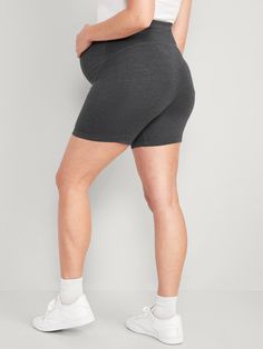 Online exclusive! Elasticized full-panel waistband.  Heavyweight cotton-jersey, with comfortable stretch.  Tag-free label inside back waist for added comfort & durability.  Full panel stretches over the belly for max support.  Fitted through hip and thigh.  Maternity full-panel biker shorts hit at thigh.  6" inseam.  Model is approximately 5'9" and wears a size M (numeric size 8). Machine wash cold, tumble dry low. Solid Stretch Sweat-resistant Biker Shorts, Sporty Moisture-wicking Elastane Biker Shorts, Moisture-wicking Compressive Elastane Biker Shorts, Functional Micro-elastic Solid Biker Shorts, Breathable 4-way Stretch Nylon Biker Shorts, Free Label, Old Navy Maternity, Womens Maternity, Biker Shorts