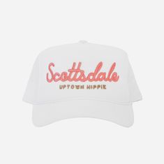 Scottsdale is a city filled with sunshine and good vibes! Need we say more? This is the perfect hat to show your love for this city. Product Details Unisex One Size Fits All Adjustable Strap Made with Love Casual Beach Snapback Hat With Letter Print, Casual Letter Print Sun Hat For Vacation, Casual Trucker Hat With Letter Print For Beach, Casual Beach Trucker Hat With Letter Print, Casual Snapback Hat With Letter Print For Vacation, Spring Cotton Snapback Hat For Beach, Trendy Sun Hat With Letter Print For Beach, Trendy Letter Print Sun Hat For The Beach, Trendy Summer Hats With Letter Print