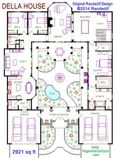 a floor plan for a house with an outdoor swimming pool and hot tub in the middle