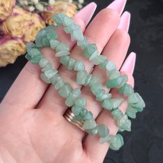 "**These bracelets are already made, so we are not able to customize sizes. Please verify your wrist size before ordering.** To see our other crystal Bracelets, click here: https://www.etsy.com/shop/BeautifulVibeCrystal?section_id=36836813 Approximate Dimensions: Bead: 5 - 8 mm Chip/Nugget Bracelet Fits: 6 - 7.5\" Wrist 1 inch = 25.4 mm 1 pound = 453.6 grams Aventurine is known as the \"Stone of Opportunity,\" and is believed to be the luckiest of all crystals. It can be especially useful in man Crystal Bracelet Collection, Handmade Aventurine Crystal Bracelet Gift, Aventurine Gemstone Crystal Bracelet Gift, Green Crystal Bracelet, Crystal Beaded Bracelets, Aventurine Bracelet, Aventurine Jewelry, Nugget Bracelet, Beautiful Beaded Bracelet