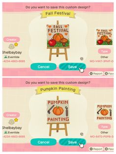 two screens showing the different stages of pumpkin painting