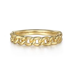 This 14Kt yellow gold fashion ring features a Cuban link design. It is part of the Gabriel & Co collection. Gabriel Jewelry, Ladies Rings, Love Knot Ring, Gold Rings Fashion, Jewelry Appraisal, Stackable Bands, Natural Diamond Engagement Ring, Silver Anklets, Fashion Ring