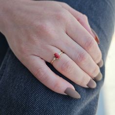 💎Introducing our stunning Coral and Diamond Engagement Ring! Crafted in 14K gold with a vibrant red gemstone, this oval gemstone coral ring is perfect for women seeking elegance and sophistication. Whether it's a bridesmaid gift or an anniversary present, this ring will make a lasting impression. Shop now and embrace its timeless beauty. 💎We can make our product on the list in the colored stones you want. Feel free to send us a message so we can check. 💎 F E A T U R E S ▸ Made to Order ▸ Cust Coral Stone Ring Design For Women, Red Coral Ring Design Women, Oval Lab-created Ruby Ring, Lab-created Oval Ruby Ring, Red Oval Birthstone Ring With Prong Setting, Red Ruby Ring With Oval Accent Stones, Oval Ruby Ring With Red Accent Stones, Red Ruby Ring With Oval Shape And Accent Stones, Red Ruby Ring With Oval Cut And Accent Stones