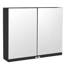 a white and black cabinet with two doors