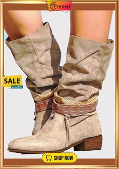 Vintage Khaki Drain Casual Chunky Heel Boots Trendy Mid-calf Boots For Outdoor Fall Use, Trendy Mid-calf Boots For Fall Outdoor Activities, Trendy Mid-calf Boots For Fall Outdoor, Trendy Fall Mid-calf Outdoor Boots, Casual Mid-calf Boots For Fall Outdoor Activities, Trendy Beige Mid-calf Boots For Fall, Casual Mid-calf Boots For Fall Outdoor, Bohemian Mid-calf Boots For Fall, Casual Brown Mid-calf Boots For Spring