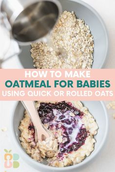 oatmeal for babies using quick or rolled cat's tails in the bowl