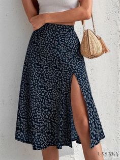 Lasaky - Elegant Floral Wrap Dress Split Side Skirt, Nature Dress, Jumpsuit Outfit, Outfit Jeans, Half Skirt, Floral Print Skirt, Style Noir, Summer Fabrics, Wrap Dress Floral