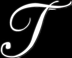 the letter t is made up of white swirls on a black background, and it appears to be capitalized