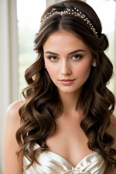 Wedding Hairstyles For Small Faces, Crown Hair Style, Bridal Hairstyles For Long Face, Wedding Hairstyles For Oval Face Shape, Bride Hair Front View, Hair For Brides, Hair Do For Engagement, Wedding Hairstyles With Fringe, Wedding Hairstyles For Thick Hair