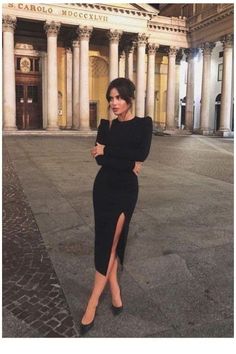 Tea Length Prom Dress, Chique Outfits, Black Women Fashion, Date Outfits, Looks Style, Mode Inspiration, Classy Dress, Night Outfits, Black Midi Dress