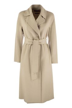 Double wool, cashmere and silk dressing gown coat with lapels and kimono sleeves. - Matching belt fastening - Length 115 cm DESIGNER ID: 2426016021600 069Gender: WomenMaterial: 88% VIRGIN WOOL, 06% SILK, 06% CASHMERE EXCLUDING BINDING THREADColor: BeigeMade in: ITProduct ID: 2426016021600 069*Import tax/duty will be calculated at checkout (If applicable) Elegant Wool Coat With Belted Cuffs And Lapel Collar, Luxury Wool Coat With Belted Cuffs For Office, Elegant Formal Wool Coat With Belted Cuffs, Elegant Spring Wool Coat With Belt, Elegant Belted Wool Coat For Spring, Formal Belted Beige Wool Coat, Formal Beige Belted Wool Coat, Elegant Beige Outerwear With Self Belt, Luxury Belted Wool Coat For Business