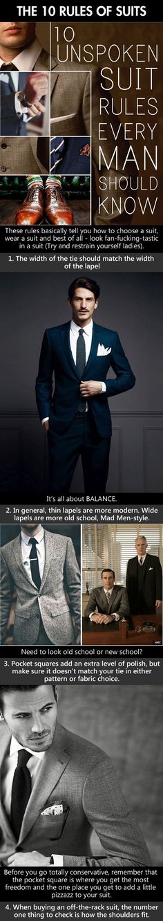 The Ultimate Suit Wearing Cheat Sheet Every Man Needs Suits And Ties, Unspoken Rules, Style Gentleman, Barney Stinson, Gq Style, Mens Fashion Classic, Prom Suits, Sharp Dressed Man, Men Style Tips