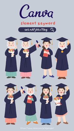 an image of people in graduation caps and gowns, with text that reads canva element keyword