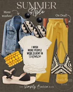 Yellow Pants Outfit Summer, Tall Girl Fashion, Trendy Outfit Inspo, Yellow Pants, Casual Chic Outfit, Curvy Girl Fashion, Summer Fashion Outfits, Womens Casual Outfits, Outfits Casuales