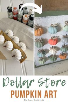 the dollar store pumpkin art project is perfect for fall