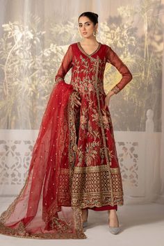 Maroon Shade Maria B Luxury Formal Pakistani Party Dress Organza Suits, Maria B, Eid Collection, Suit Fabric, Pakistani Outfits, Bridal Saree, Bridal Couture, Types Of Dresses, Embroidered Dress