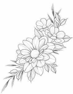 a drawing of some flowers on a white background