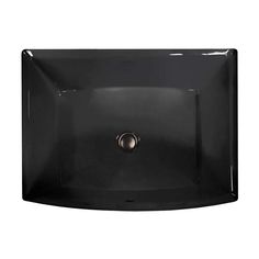 a black square shaped sink on a white background