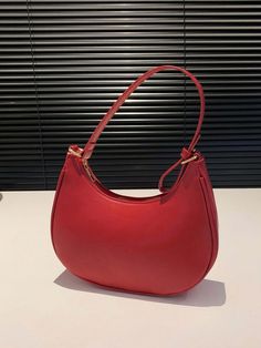 2024 New Winered Color Women's Shoulder Bag, Fashionable Underarm Bag, Minimalist Crescent Bag, Trendy Saddle Bag, Versatile Chic Handbag Red Elegant   PU Leather Plain Hobo Bag   Women Bags, size features are:Bust: ,Length: ,Sleeve Length: Red Baguette Bag With Large Capacity For Daily Use, Trendy Red Tote Baguette Bag, Red Tote Baguette Bag For Everyday, Trendy Red Baguette Bag For Shopping, Trendy Red Baguette Bag For Daily Use, Red Everyday Tote Baguette Bag, Everyday Red Tote Baguette Bag, Trendy Red Rectangular Hobo Bag, Trendy Red Hobo Bag With Double Handle