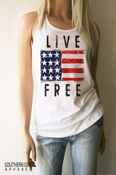 American Flag Clothing. Live Free Flag Shirt. American Flag Tank Top. Flag Tank. 4th of July. Patrio American Flag Clothes, American Flag Tank Top, Gray Shirt, Gray Top, American Flag Shirt, Checkered Shirt, Grey Tank Top, Live Free, Gray Tank