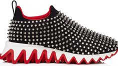 Make a daring fashion statement with Louboutin's Shark Sock Spikes. These contemporary sneakers feature a sleek black design, Maison Christian Louboutin spikes, and a bold red shark-tooth sole. Ideal for those who love to mix luxury with a touch of edge. #ChristianLouboutin #SneakerStyle #RedSole #StreetFashion Shark Socks