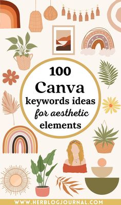 the words 100 canva keywords ideas for aesthetic elements