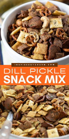 This Dill Pickle Snack Mix is not your average Chex Mix. It’s a delightful combination of tangy dill pickle, savory cheese crackers, and crunchy pretzels. So easy to make and oh-so-delicious, it’s the perfect treat for parties, picnics, or movie nights at home! Dill Snack Mix Recipes, Pickle Flavored Food, Dill Pickle Chex Mix Recipes, Crispix Mix Recipes, Crispix Snack Mix Recipe, Pickle Flavors, Ranch Chex Mix Recipes, Ranch Chex Mix