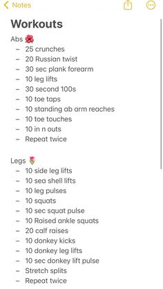 the workout plan is displayed in this screenshoto screen shot, which shows how to do