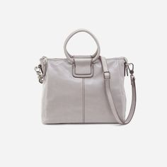 Hobo : Sheila Medium Satchel in Polished Leather - Light Grey - Hobo : Sheila Medium Satchel in Polished Leather - Light Grey Golden Snake, Brushed Nickel Hardware, Antique Brass Hardware, Travel Light, Everyday Bag, Deep Purple, Leather Top, Rebecca Minkoff Hobo, Satchel Bags