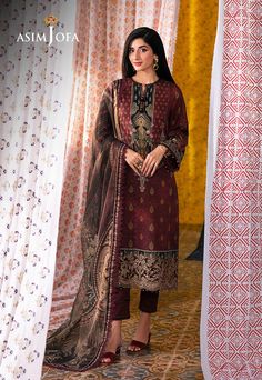 Shirt: Lawn By Pcs: 3 Pcs Trouser: Cambric Dupatta: Mehsuri Color: Maroon Product Details Enter a world of timeless beauty with our maroon ensemble from the "Aira - Summer Printed Collection," a tapestry woven with threads of tradition and charm. The embroidered daman border is a cascade of sequins each one a glimmering reminder of the stars that adorn the night sky. The digital printed shirt is a canvas painted with bold color traditional motifs each stroke a homage to the richness of heritage. Formal Semi-stitched Jamawar Dupatta, Cambric Kurta For Wedding And Festivals, Wedding Kurta In Cambric For Festivals, Brocade Dress With Sheer Dupatta For Festivals, Traditional Wedding Wear With Zari Work On Cambric, Festive Cambric Unstitched Suit For Wedding, Wedding Dupatta With Zari Work On Cambric, Wedding Unstitched Cambric Suit, Wedding Traditional Wear With Zari Work In Cambric