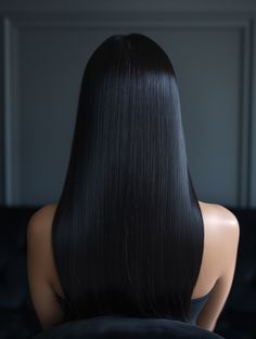 Sleek and Shiny: Perfectly Straight Black Hair Pin Straight Hair, Straight Black Hair, Glossy Hair, Sleek Hairstyles, Modern Hairstyles, Long Blonde Hair, Shiny Hair